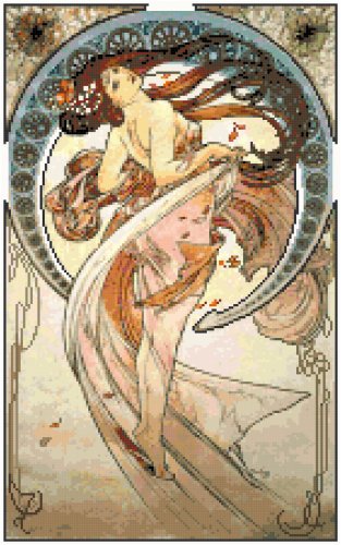 Dance by Alphonse Mucha Pattern Chart Graph
