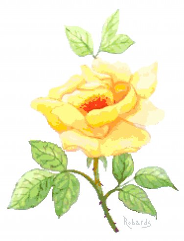 Yellow Rose Cross Stitch Pattern Chart Graph