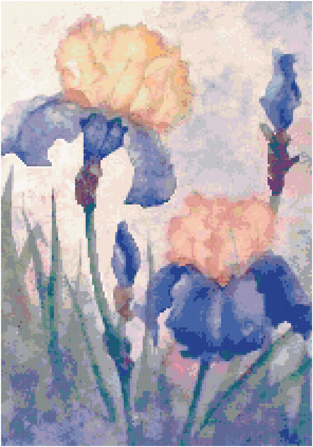 Iris Garden 1 Cross Stitch Pattern Chart Graph