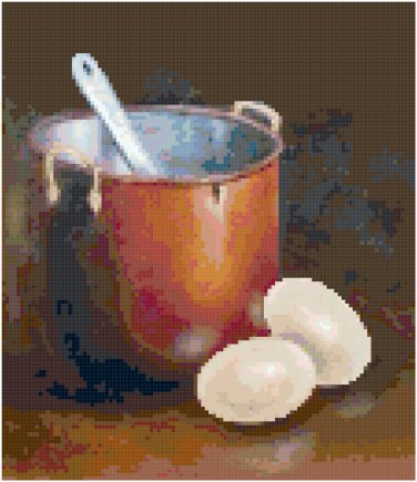 Copper Pot with Eggs Cross Stitch Pattern Chart Graph