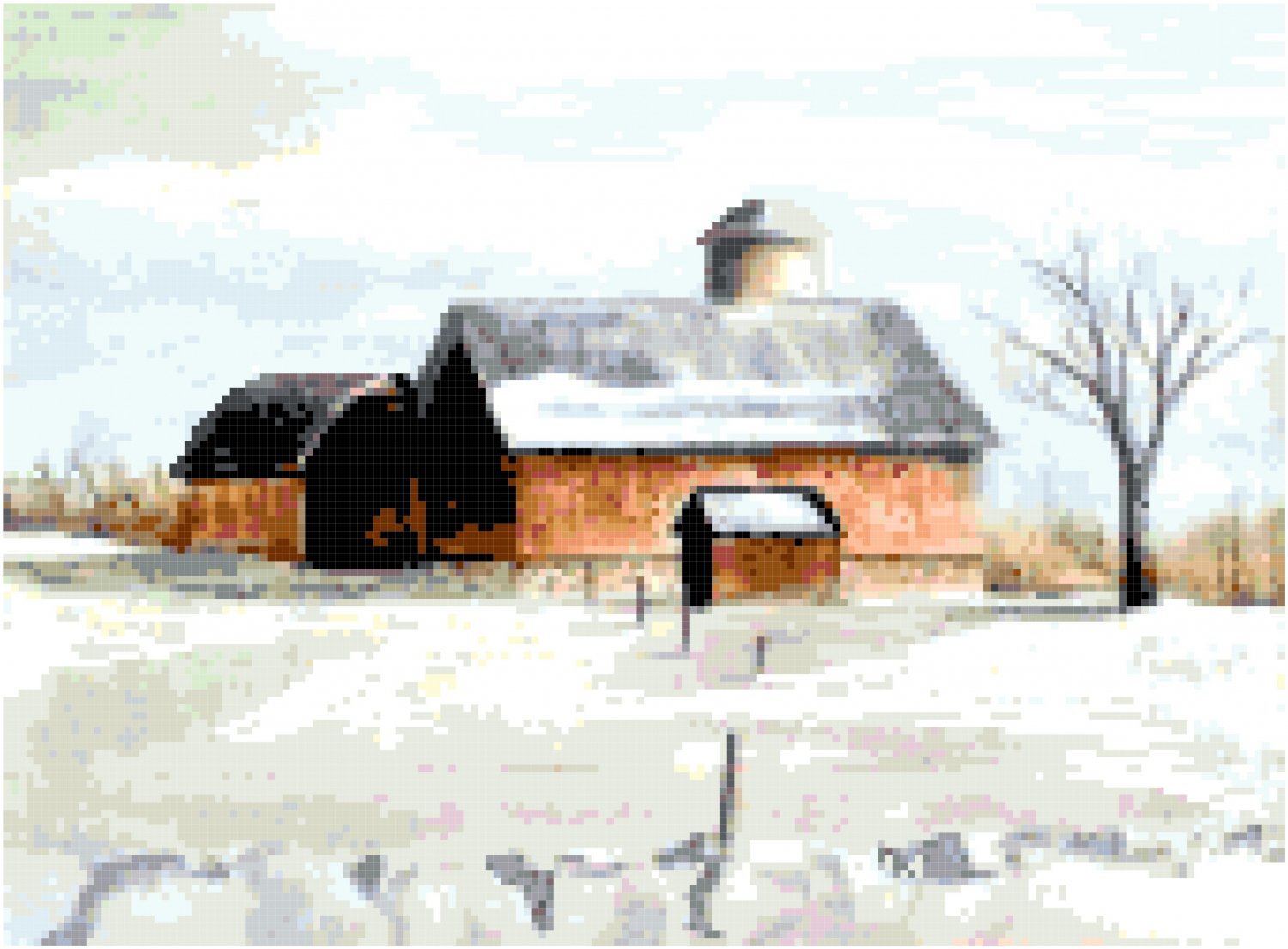 Neenah, Wisconsin Barn Cross Stitch Pattern Chart Graph