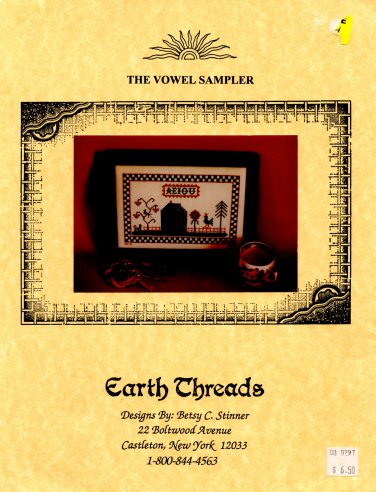 The Vowel Sampler by Betsy Stinner Cross Stitch Leaflet