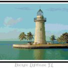 Biscayne Lighthouse, FL Cross Stitch Pattern Chart Graph