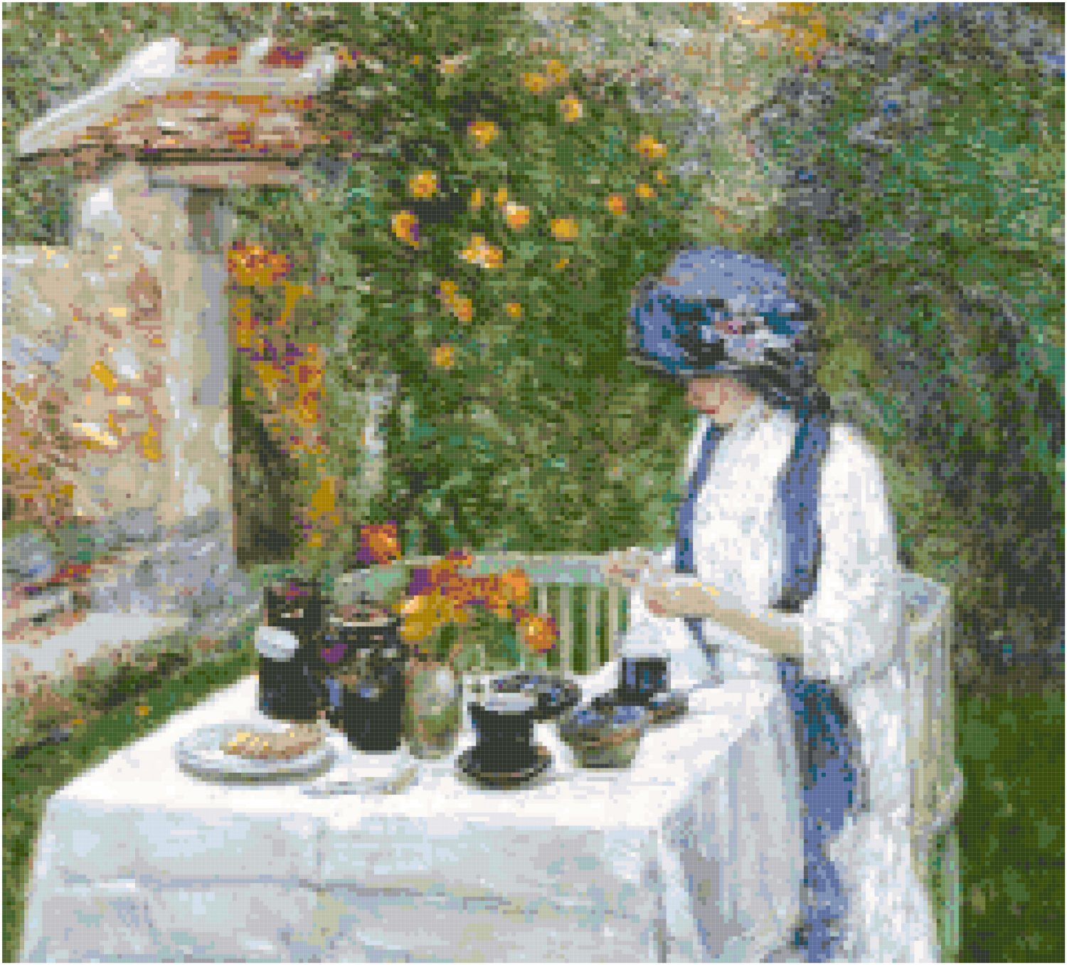 The French Tea Garden by Frederick Childe Hassam Pattern Chart Graph