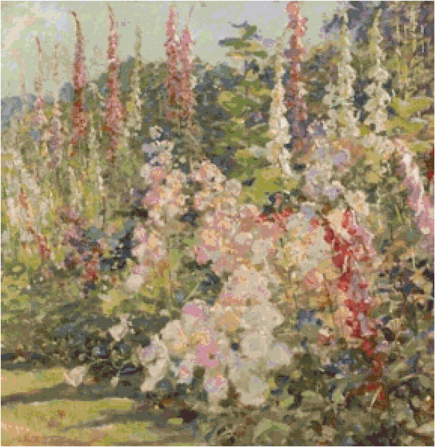 Hollyhocks by Abbott Fuller Graves Pattern Chart Graph