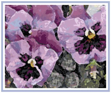 Purple Pansies' Charm Pattern Chart Graph