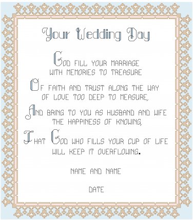 Bride's Lace Wedding Sampler Pattern Chart Graph