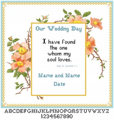 Wild Rose Wedding Sampler Pattern Chart Graph