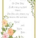Dahlias and Vines Wedding Sampler Pattern Chart Graph