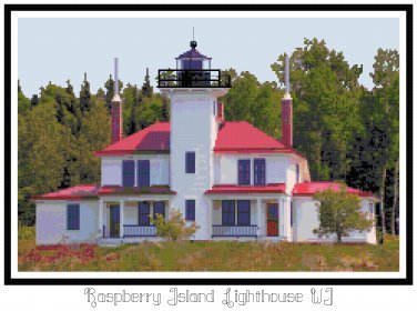 Raspberry Island Lighthouse, WI Cross Stitch Pattern Chart Graph