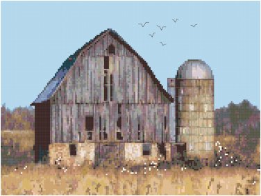 Old Rustic Barn, Vesper, Wood County, WI  Pattern Chart Graph