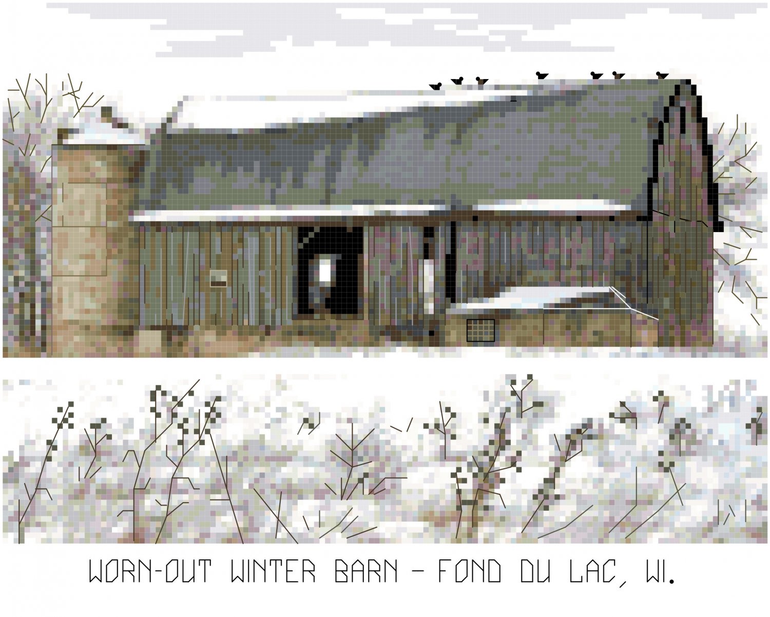 Worn-Out Winter Barn Fond du Lac, WI  Pattern Chart Graph