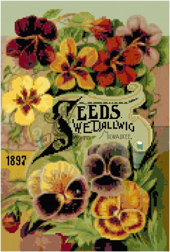 WE Dallwig Seed Company Catalog Cover Pansies & Nasturtiums 1897 Pattern Chart Graph