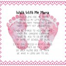 "Walk with Me, Mama" Baby Girl Footprints with Verse Sampler Pattern Chart Graph