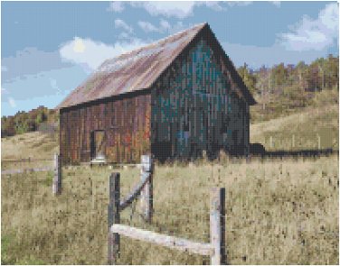 Weathered Barn and Fence  Pattern Chart Graph