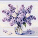 Lilacs and White Tulips in a Glass Vase  Pattern Chart Graph
