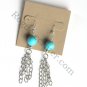 Turquoise Drops Ball And Chains Dangle 925 Silver Fashion Earrings