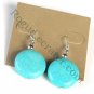 Turquoise Flat Round Drops Dangle 925 Silver Fashion Earrings