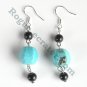 Turquoise Drops with Black Beads Dangle 925 Silver Fashion Earrings