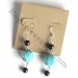 Turquoise Drops with Black Beads Dangle 925 Silver Fashion Earrings