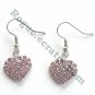 Rhinestone Austrian Crystals Pink Multi Stone Faceted Heart Dangle Fashion Earrings