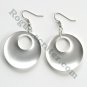 Large Round Matt Distressed Silver color Metal Dangle Fashion Earrings
