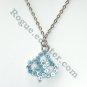 Rhinestone Blue Multi Stone Faceted Flower Fashion Necklace