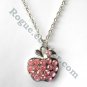 Rhinestone Pink Multi Stone Faceted Apple Fashion Necklace