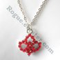 Rhinestone Ruby Red Multi Stone Faceted Flower Fashion Necklace