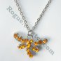 Rhinestone Yellow Amber Multi Stone Faceted Butterfly Necklace