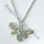Rhinestone Green Multi Stone Faceted Butterfly Fashion Necklace