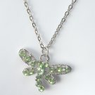 Rhinestone Green Multi Stone Faceted Butterfly Fashion Necklace