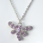 Butterfly Rhinestone Purple Multi Stone Faceted Fashion Necklace