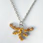 Rhinestone Yellow Amber Multi Stone Faceted Butterfly Necklace