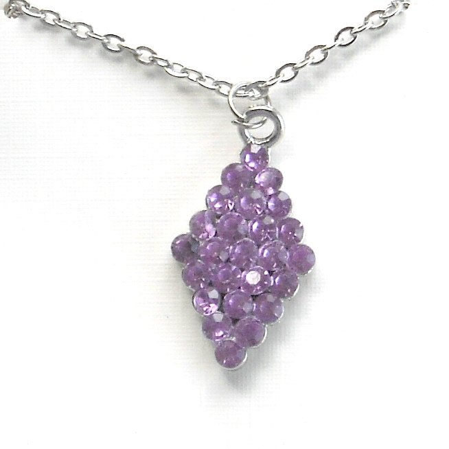 Rhinestone Purple Multi Stone Faceted Trapezoid Shape Fashion Necklace