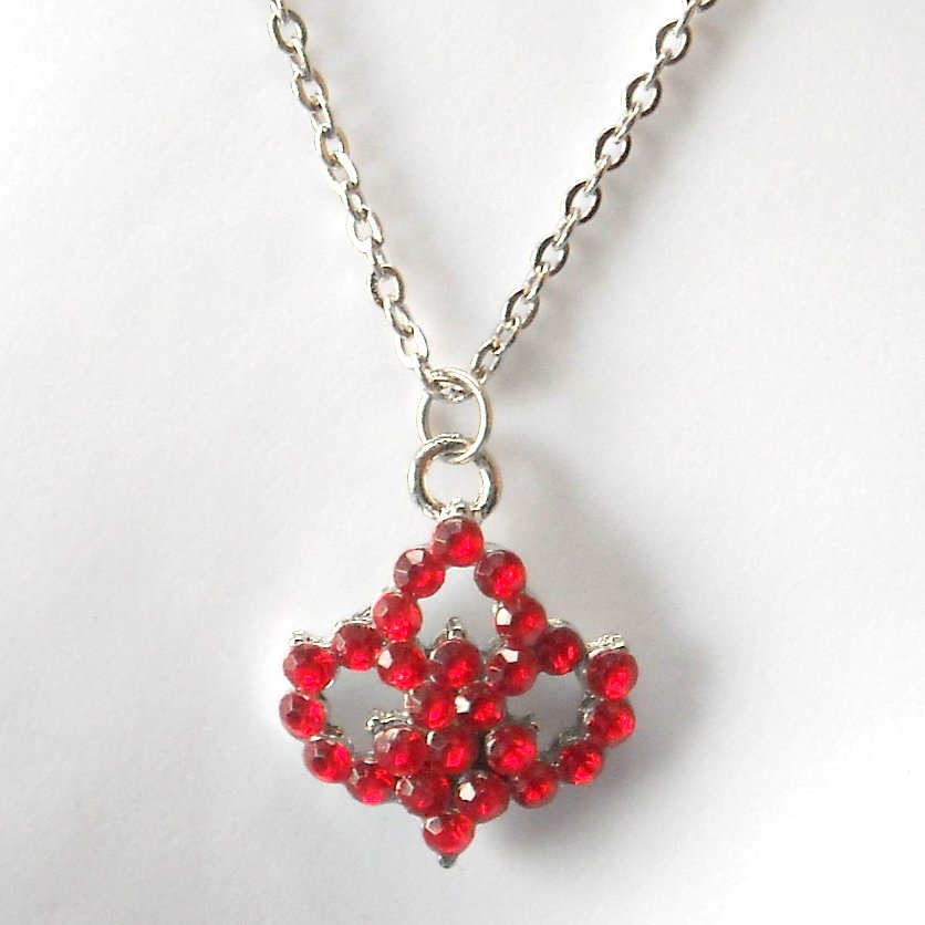 Rhinestone Ruby Red Multi Stone Faceted Flower Fashion Necklace