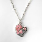 Rhinestone Pink Multi Stone Faceted Heart Fashion Necklace