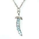 Blue Rhinestone Multi Stone Faceted Design Necklace