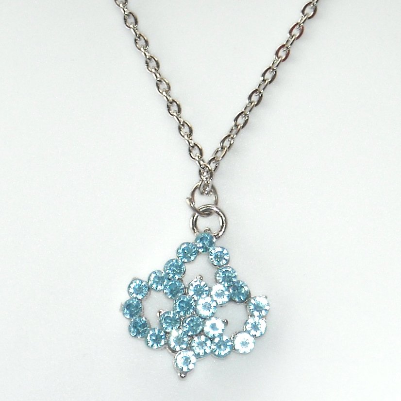 Rhinestone Blue Multi Stone Faceted Flower Fashion Necklace