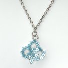 Rhinestone Blue Multi Stone Faceted Flower Fashion Necklace