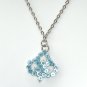 Rhinestone Blue Multi Stone Faceted Flower Fashion Necklace