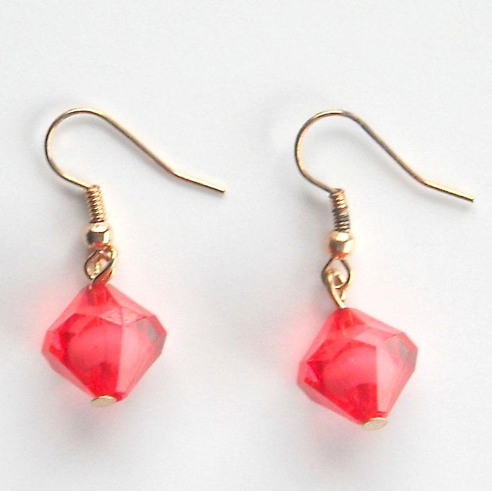 Multi Sides Red Dice Acrylic Dangle Fashion Earrings