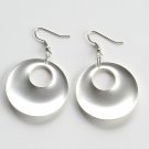 Large Round Matt Distressed Silver color Metal Dangle Fashion Earrings