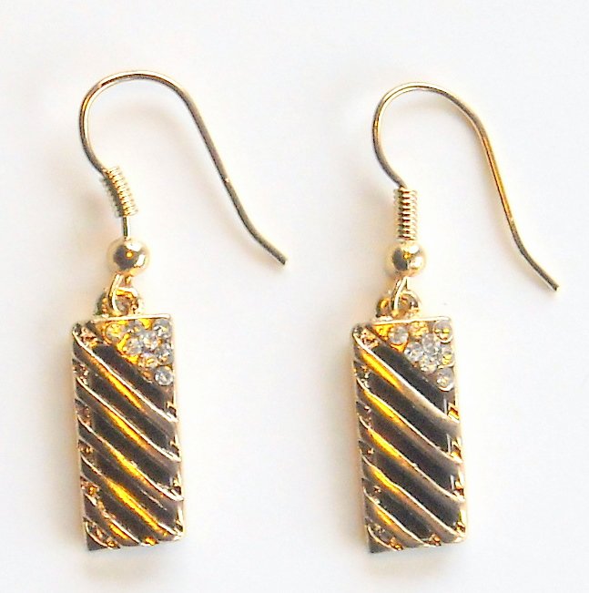 Rhinestone Austrian Crystals Clear Stone Faceted Rectangle Dangle Fashion Earrings