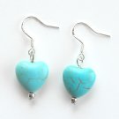 Turquoise Heart Shaped Dangle 925 Silver Fashion Earrings