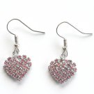 Rhinestone Austrian Crystals Pink Multi Stone Faceted Heart Dangle Fashion Earrings