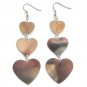 3 Hearts Silver color Metal Dangle Fashion Earrings