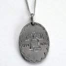 Vintage Liberty Bell Bicentennial Patriotic AJC Hand Engraved Pewter Necklace