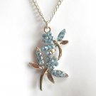 Austrian Crystals London Blue Multi Stone Faceted Flower Fashion Necklace