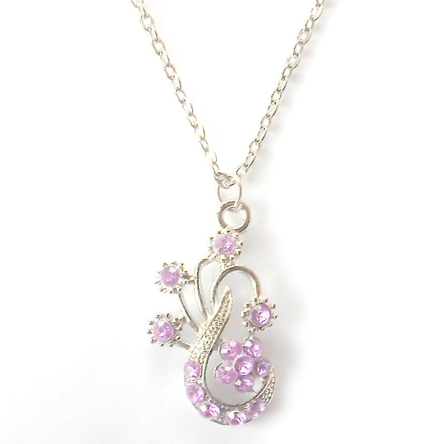 Austrian Crystals Purple Amethyst Multi Stone Faceted Music Flower Fashion Necklace